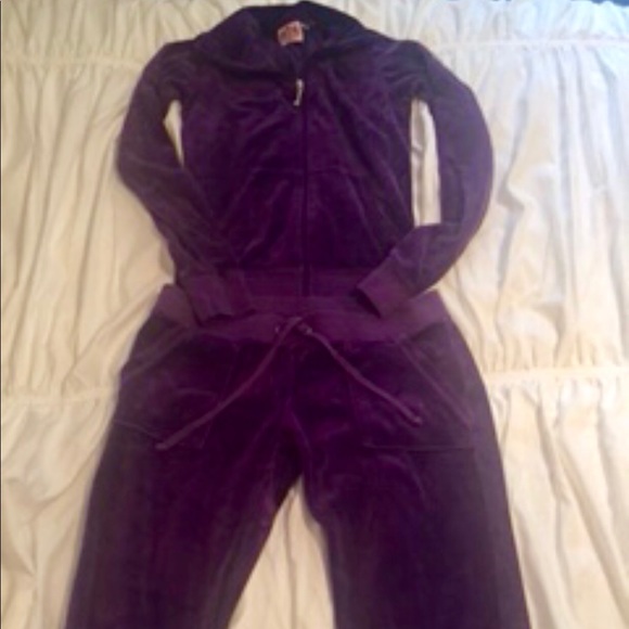purple velour sweatsuit